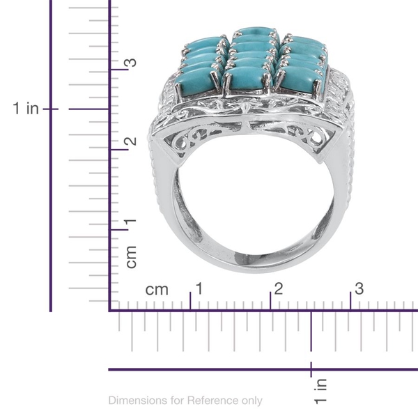 Turquoise (Ovl) Ring in Platinum Overlay Sterling Silver 7.250 Ct.