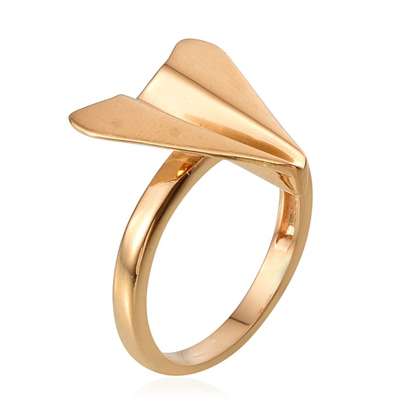 14K Gold Overlay Sterling Silver Origami Airplane Ring, Silver wt 4.06 Gms.