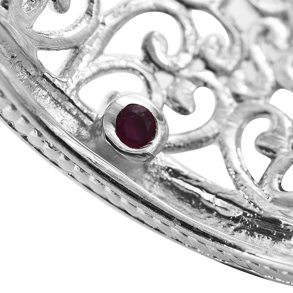 Royal Jaipur Citrine (Sqr 7.95 Ct), Ruby Ring in Platinum Overlay Sterling Silver 8.000 Ct.