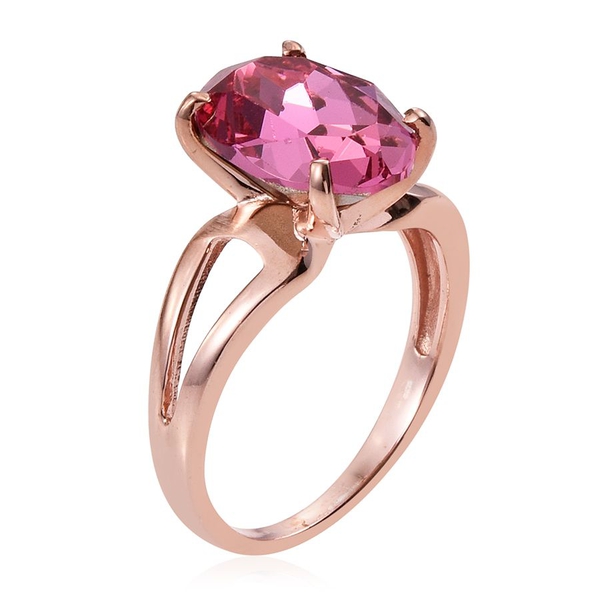 - Rose Crystal (Ovl) Solitaire Ring in Rose Gold Overlay Sterling Silver