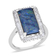 Australian Boulder Opal and Diamond Halo Ring in Platinum Overlay Sterling Silver 3.35 Ct.