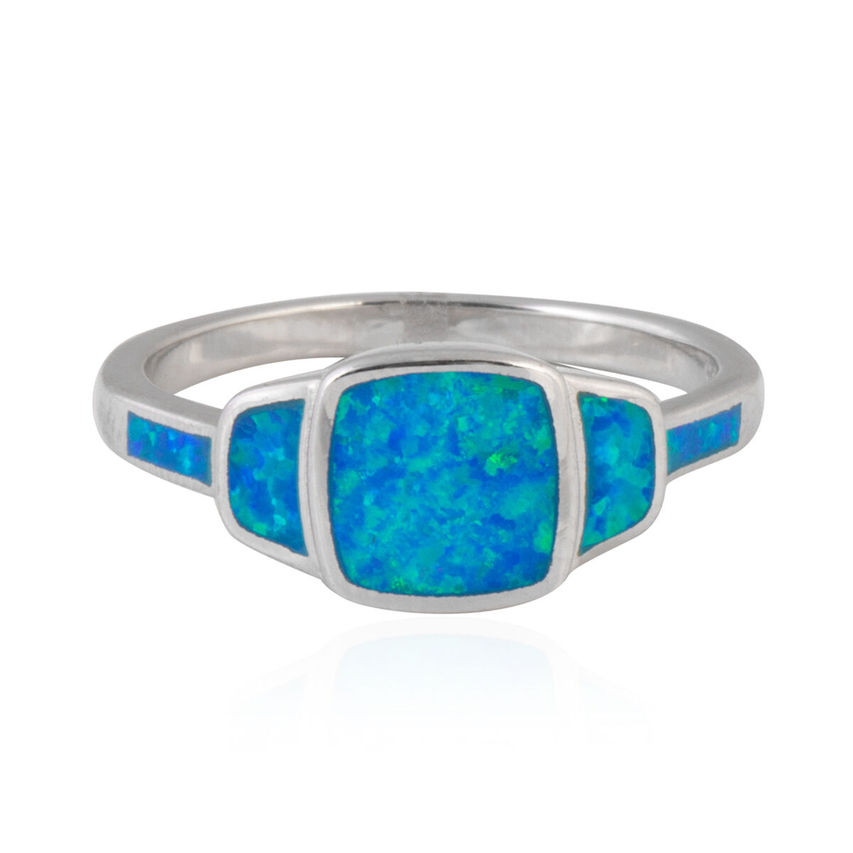 New Concept - Simulated Ocean Blue Opal Ring in Sterling Silver.
