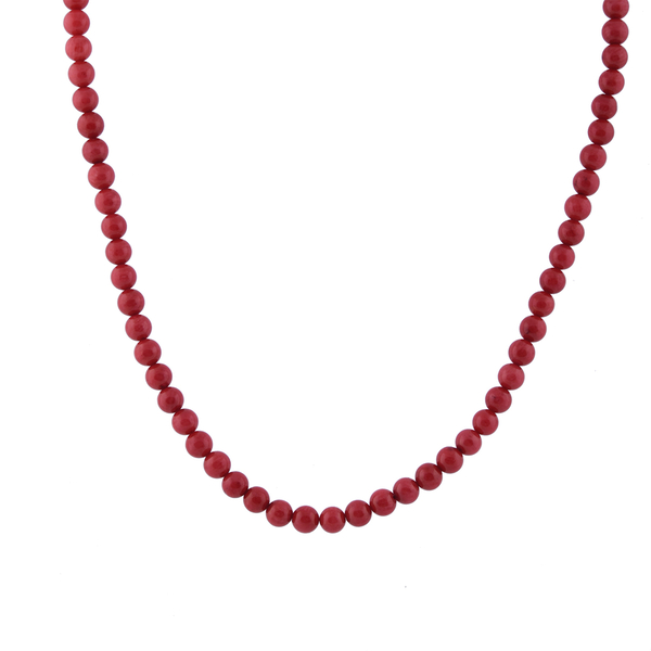 18 Inch Red Coral Necklace in Rhodium Plated Sterling Silver 120 Ct