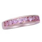 Pink Sapphire Half Eternity Band Ring (Size P) in Rose Gold Overlay Sterling Silver 1.00 Ct.