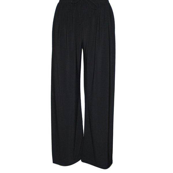 Supersoft Emma Wide Leg Trousers with Elasticated Waist in Black - Leg: 25 inches