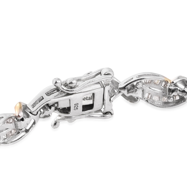 Diamond (Bgt) Bracelet (Size 7.5) in Platinum and Yellow Gold Overlay Sterling Silver 2.000 Ct, Silver wt 15.29 Gms, Number of Diamonds 396