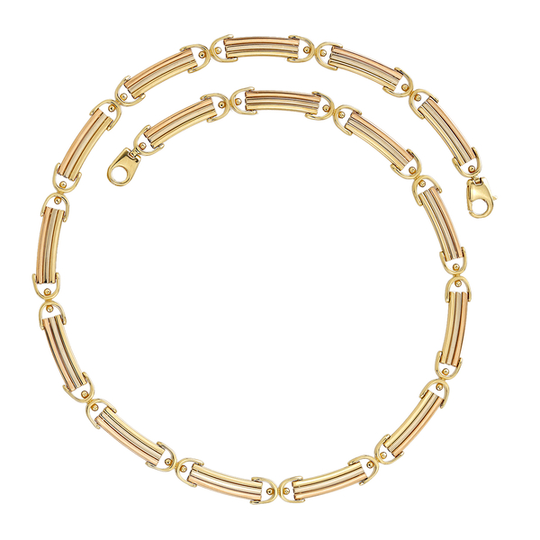 9K Tricolour Gold Necklace (Size - 17), Gold Wt. 20.98 Gms