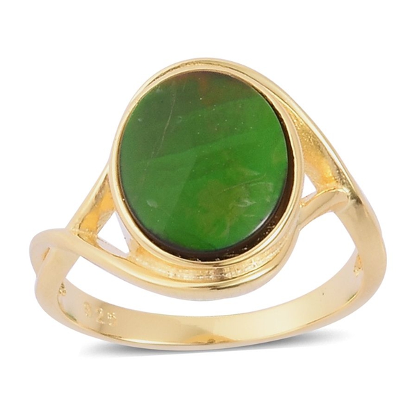 Canadian Ammolite (Ovl) Solitaire Ring in Yellow Gold Overlay Sterling Silver 2.500 Ct.
