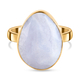Blue Lace Agate Solitaire Ring in Vermeil Yellow Gold Overlay Sterling Silver 6.93 Ct.