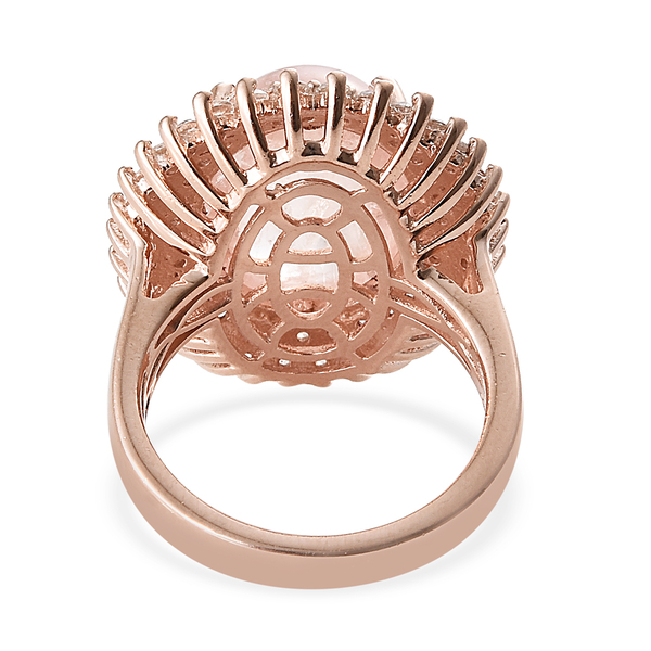 Marropino Morganite (Ovl 10.00 Ct), Natural Cambodian Zircon Ring in Rose Gold Overlay Sterling Silver 11.500 Ct, Silver wt 6.19 Gms.