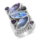 Sajen Silver BALI GODDESS COLLECTION - Abalone Shell, Green Quartz and Amethyst Ring in Sterling Silver 1.86 Ct, Silver wt 15.5 Gms