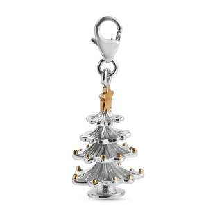 Platinum and Yellow Gold Overlay Sterling Silver Christmas Tree Charm