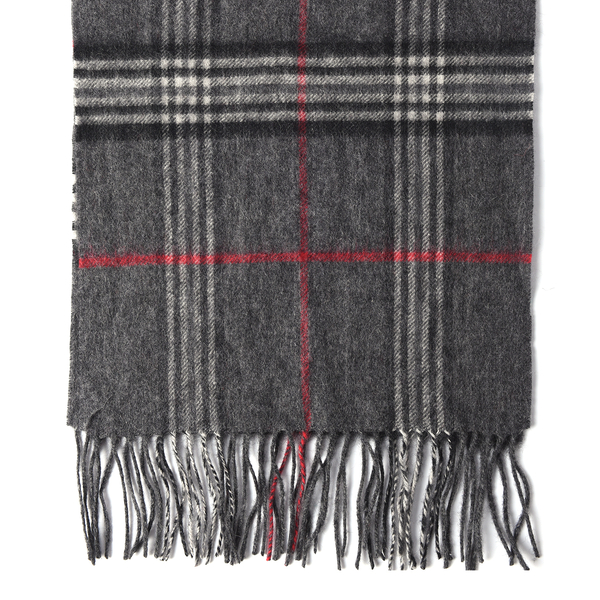 Super Soft Plaid Pattern Wool Scarf - Grey, Red and Black