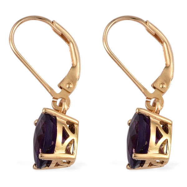 Checkerboard Cut AA Lusaka Amethyst (Ovl) Lever Back Earrings in 14K Gold Overlay Sterling Silver 3.000 Ct.