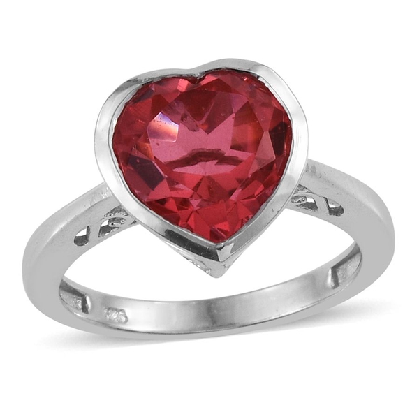 Padparadscha Quartz (Hrt) Solitaire Ring in Platinum Overlay Sterling Silver 3.500 Ct.