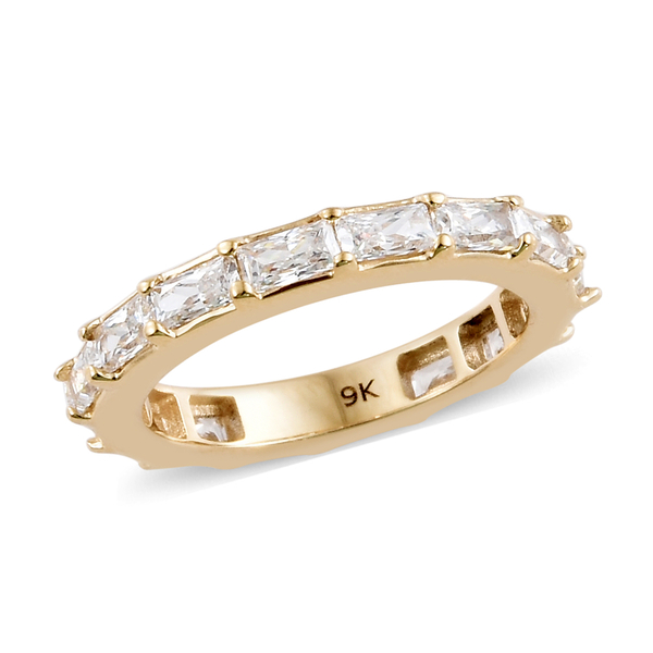 Lustro Stella Made with Finest CZ Full Eternity Band Ring in 9K Gold 3.20 Grams