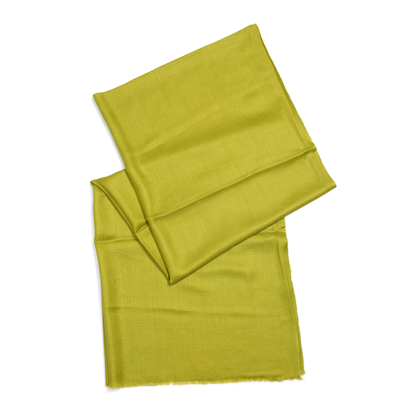 100% Cashmere Wool Olive Green Colour Scarf (Size 190x70 Cm)