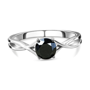 Black Diamond Solitaire Ring in Platinum Overlay Sterling Silver 1.00 Ct.