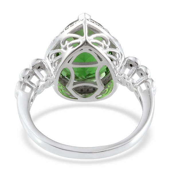Helenite (Pear 6.75 Ct), Diamond Ring in Platinum Overlay Sterling Silver 6.800 Ct.