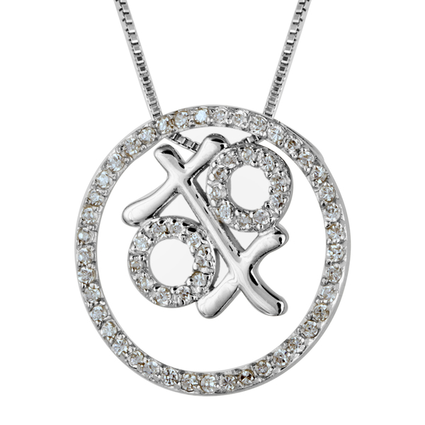 Close Out Deal Simulated Diamond (Rnd) Pendant with Chain in Sterling Silver
