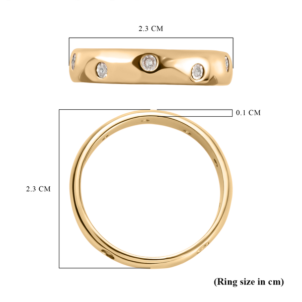 Designer Inspired Flush Set Diamond Band Ring in 14K Gold Overlay Sterling Silver 0.10 Ct.