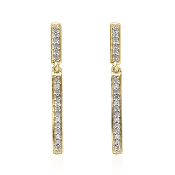 0.22 Ct Diamond Silver Single Strand Earrings (with Push Back) in Gold Overlay