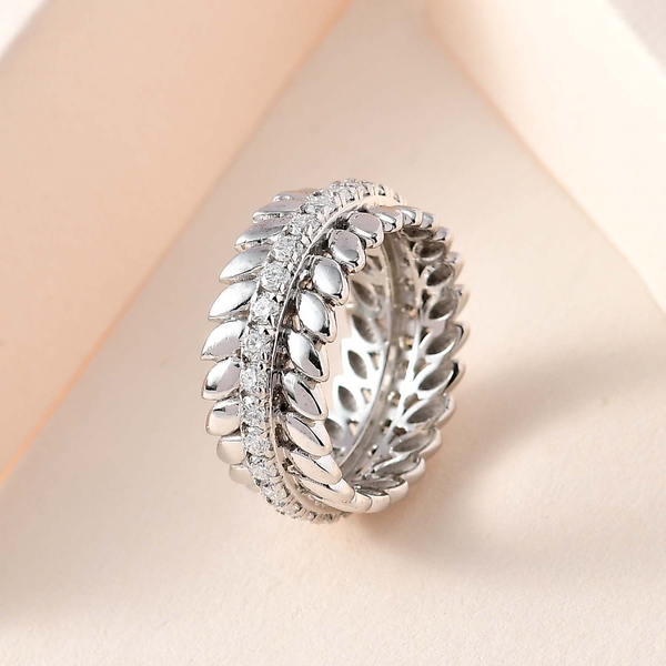 TJC Launch - Moissanite Wreath Band Ring in Platinum Overlay Sterling Silver