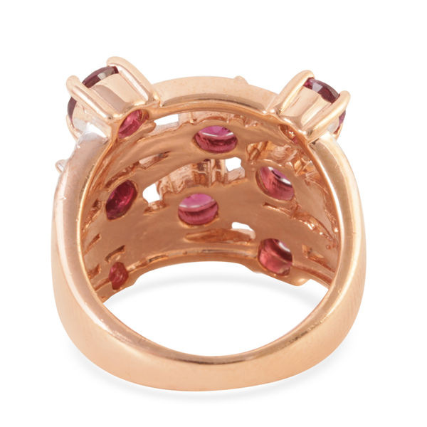 Rhodolite Garnet (Rnd) Ring in Rose Gold Overlay Sterling Silver 4.500 Ct.