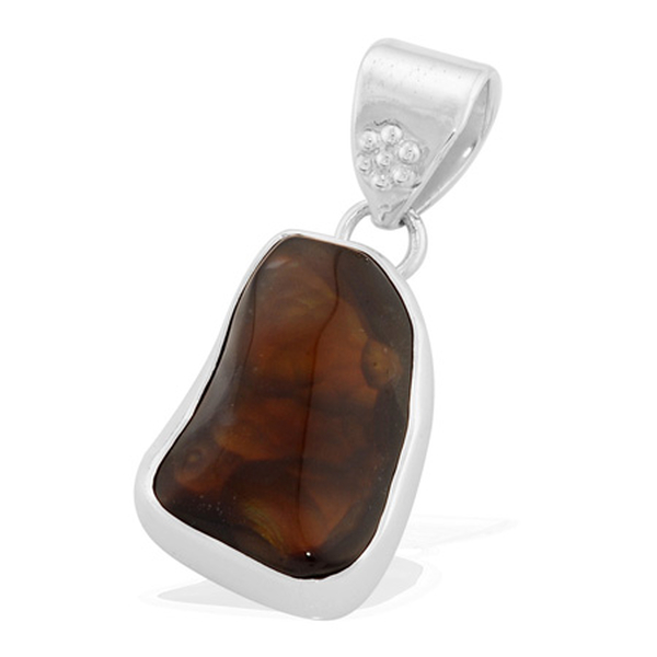 21 Carat Jewels of India Fire Agate Solitaire Pendant in Sterling Silver