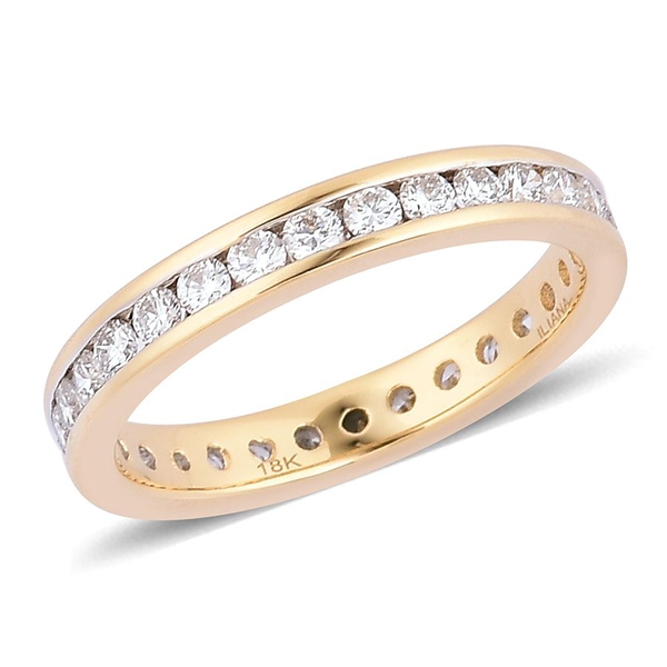 ILIANA 18K Y Gold IGI Certified Diamond (Rnd) (SI- G-H) Full Eternity Band Ring 1.000 Ct.