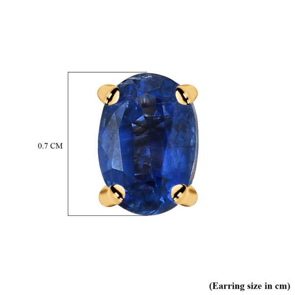 Kashmir Kyanite Stud Earrings (With Push Back) in 14K Gold Overlay Sterling Silver 1.50 Ct.