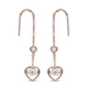 Moissanite Heart Slider Earrings (with Pin Post) in Rose Gold Overlay Sterling Silver
