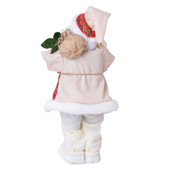 White and Red Singing Santa with Silver Magic Wand and Gift Bag (Size 47 Cm)