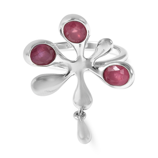 LucyQ Splash Collection - African Ruby (FF) Ring in Rhodium Overlay Sterling Silver 1.49 Ct.