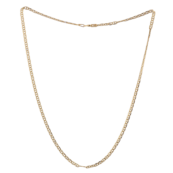 Close Out Deal 14K Gold Overlay Sterling Silver Mariner Chain (Size 18), Silver wt 3.90 Gms.