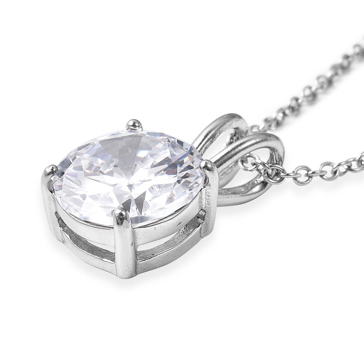 3 Piece Set - Simulated Diamond (Rnd) Pendant with Chain (Size 20), Stud Earrings (with Push Back) and STRADA Japanese Movement Water Resistant Watch with White Strap in Stainless Steel