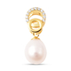 White Freshwater Pearl and Simulated Diamond Pendant in Yellow Gold Overlay Sterling Silver