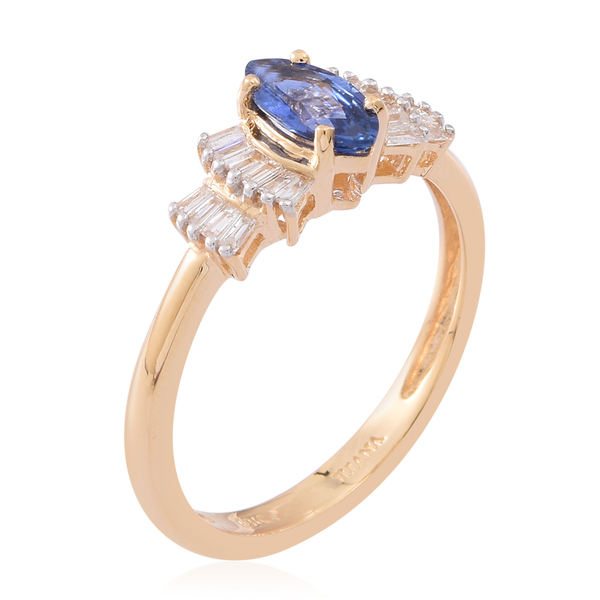 ILIANA 18K Y Gold AAAA Ceylon Sapphire (Mrq 0.75 Ct), Diamond (SI/G-H) Ring 1.000 Ct.