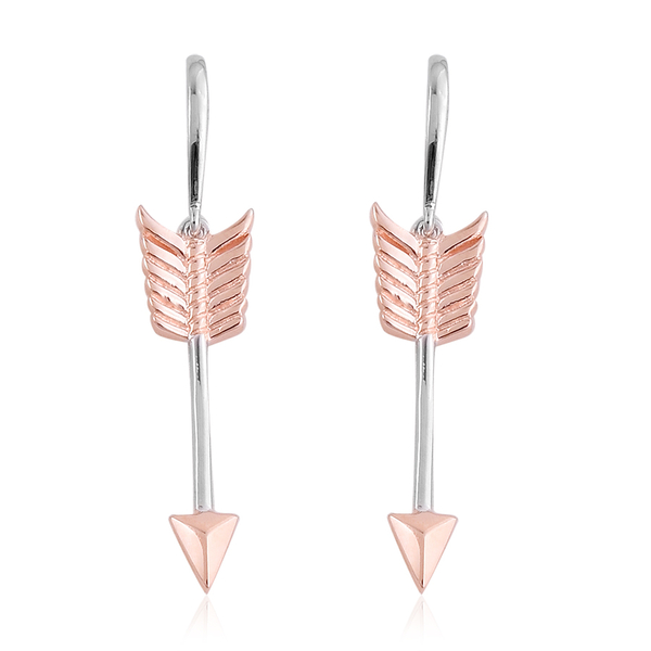 LucyQ Rose Gold and Rhodium Plated Sterling Silver Arrow Hook Earrings