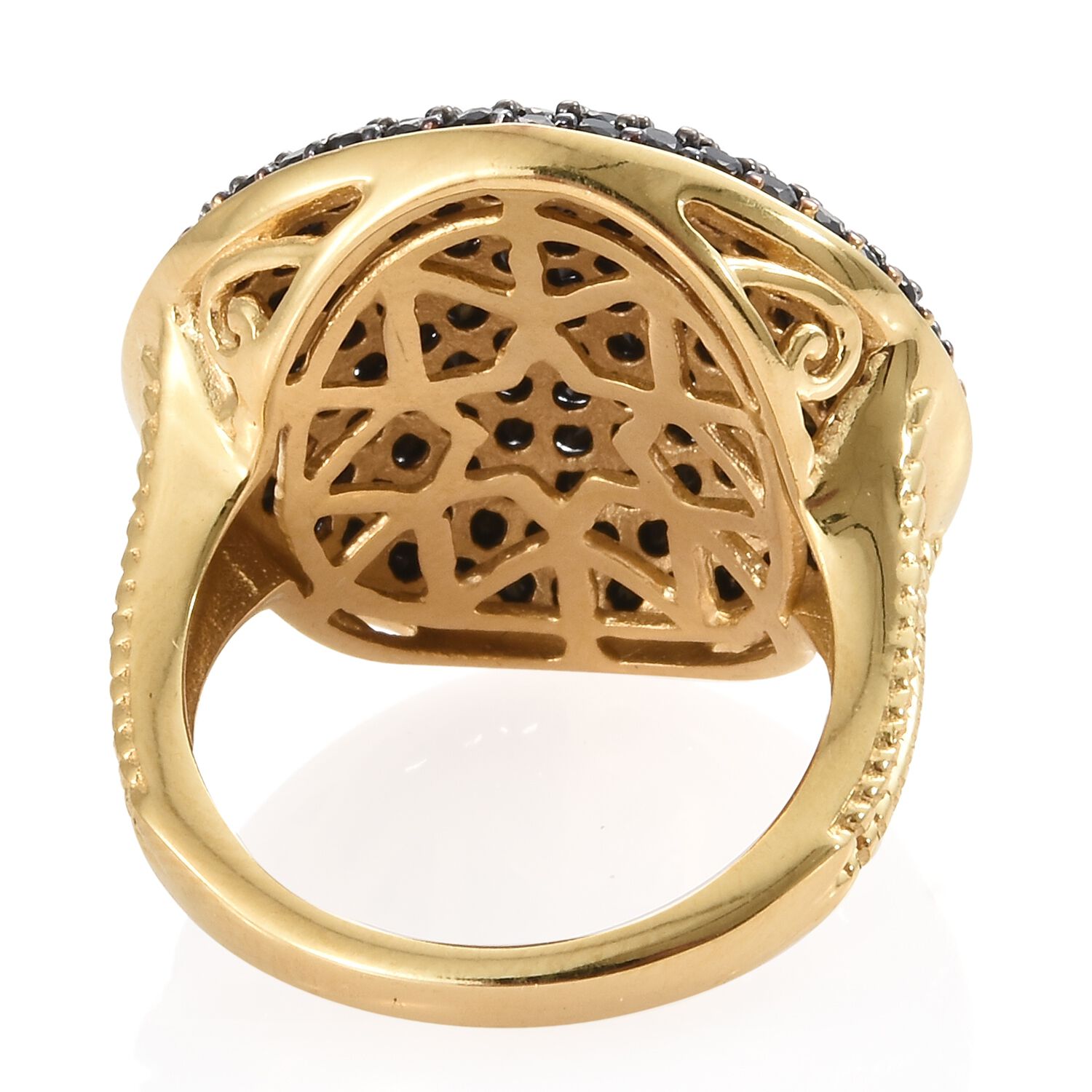 Boi Ploi Black Spinel (Rnd) Ring in 14K Gold Overlay Sterling Silver 3.250 Ct, Silver wt 6.81 Gms, Number of Black Spinel- 166