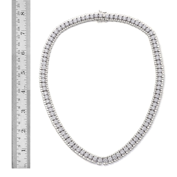 Lustro Stella - Platinum Overlay Sterling Silver (Rnd) Necklace (Size 18) Made with Finest CZ