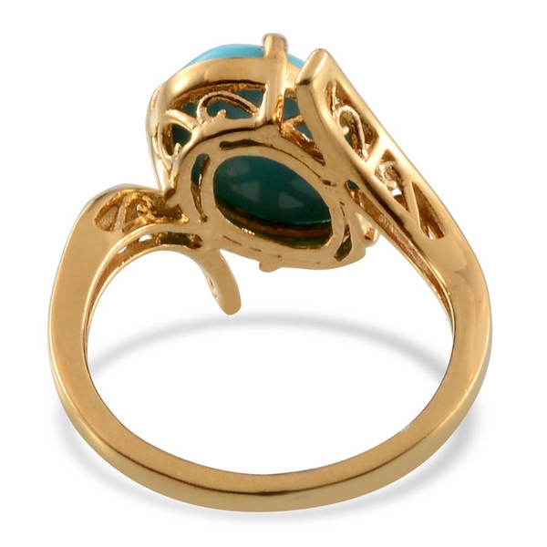 Arizona Sleeping Beauty Turquoise (Ovl) Solitaire Ring in 14K Gold Overlay Sterling Silver 4.250 Ct.