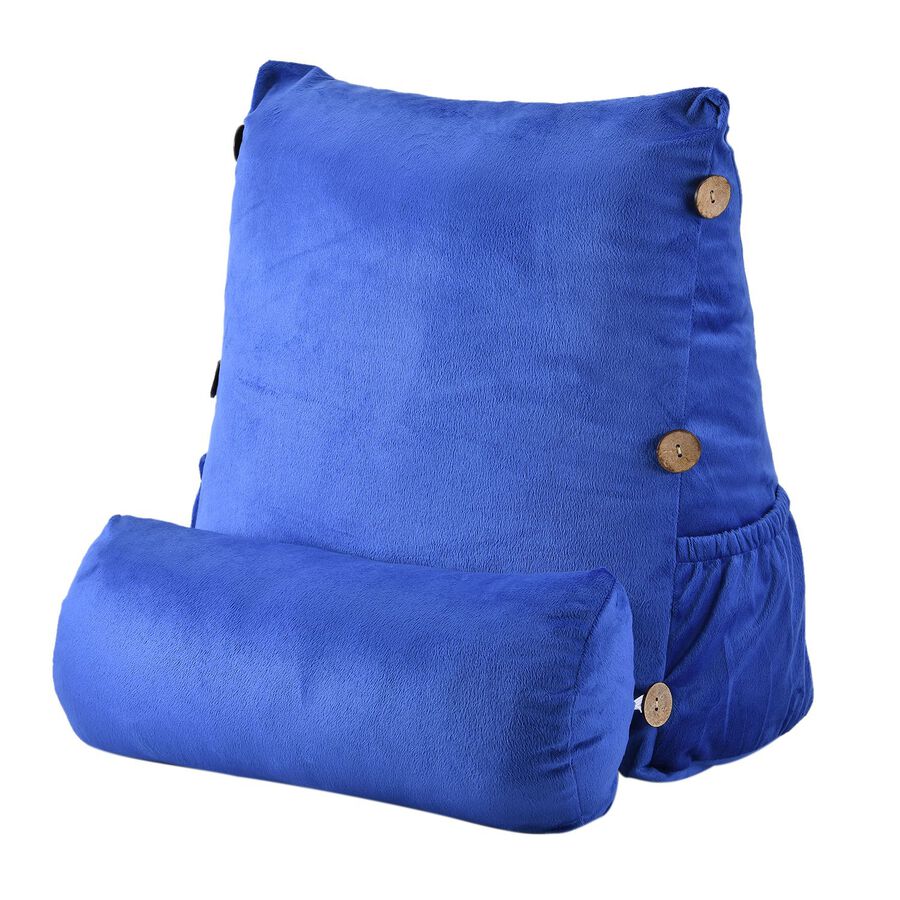 Triangle Velvet Cushion (Size 45X45x15 Cm) With Round Pillow (Size 45X15 Cm) - Navy