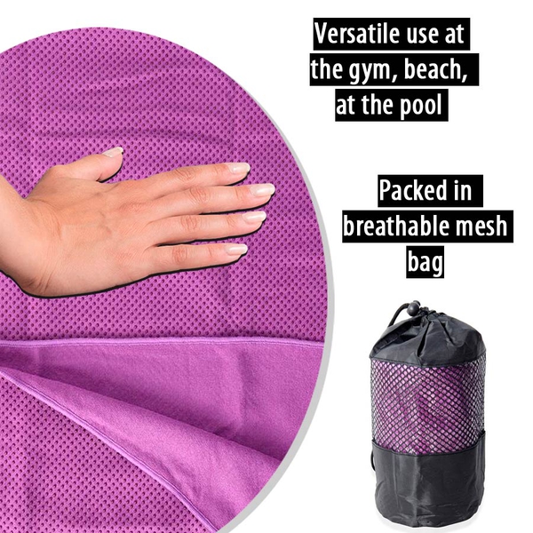 Purple Yoga mat Towel with Anti Slip Mechanism