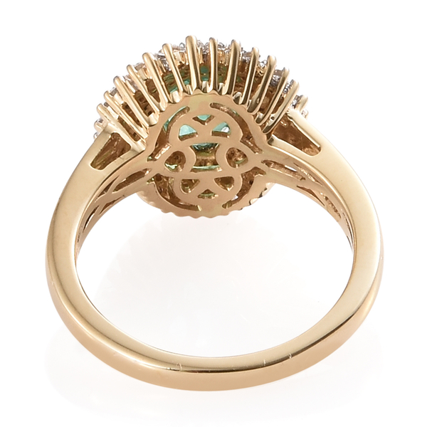 ILIANA 18K Yellow Gold AAA Kagem Zambian Emerald (Ovl 1.15 Ct) and Diamond (SI/G-H) Ring 1.545 Ct, Gold wt 5.49 Gms.