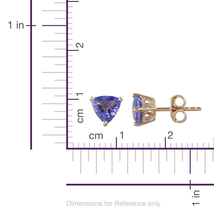 Close Out Deal 14K Y Gold AA Tanzanite (Trl) Stud Earrings (with Push Back) 1.500 Ct.