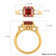 Red Moissanite (Asscher Cut) and White Moissanite Ring in Vermeil Yellow Gold Overlay Sterling Silver 3.38 Ct.