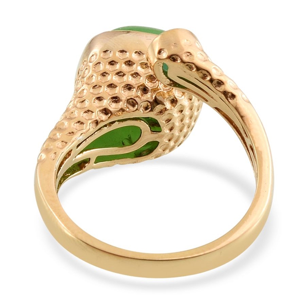 Green Jade (Cush 6.25 Ct), Kagem Zambian Emerald Ring in 14K Gold Overlay Sterling Silver 6.500 Ct.