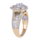 NY Close Out 14K Yellow Gold Diamond (I1-I2/G-H) Cluster Ring 1.50 Ct, Gold wt. 5.30 Gms