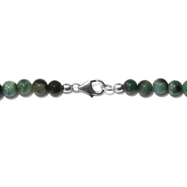 Zambian Emerald Beaded Necklace (Size 20) in Platinum Overlay Sterling Silver 245 Ct.